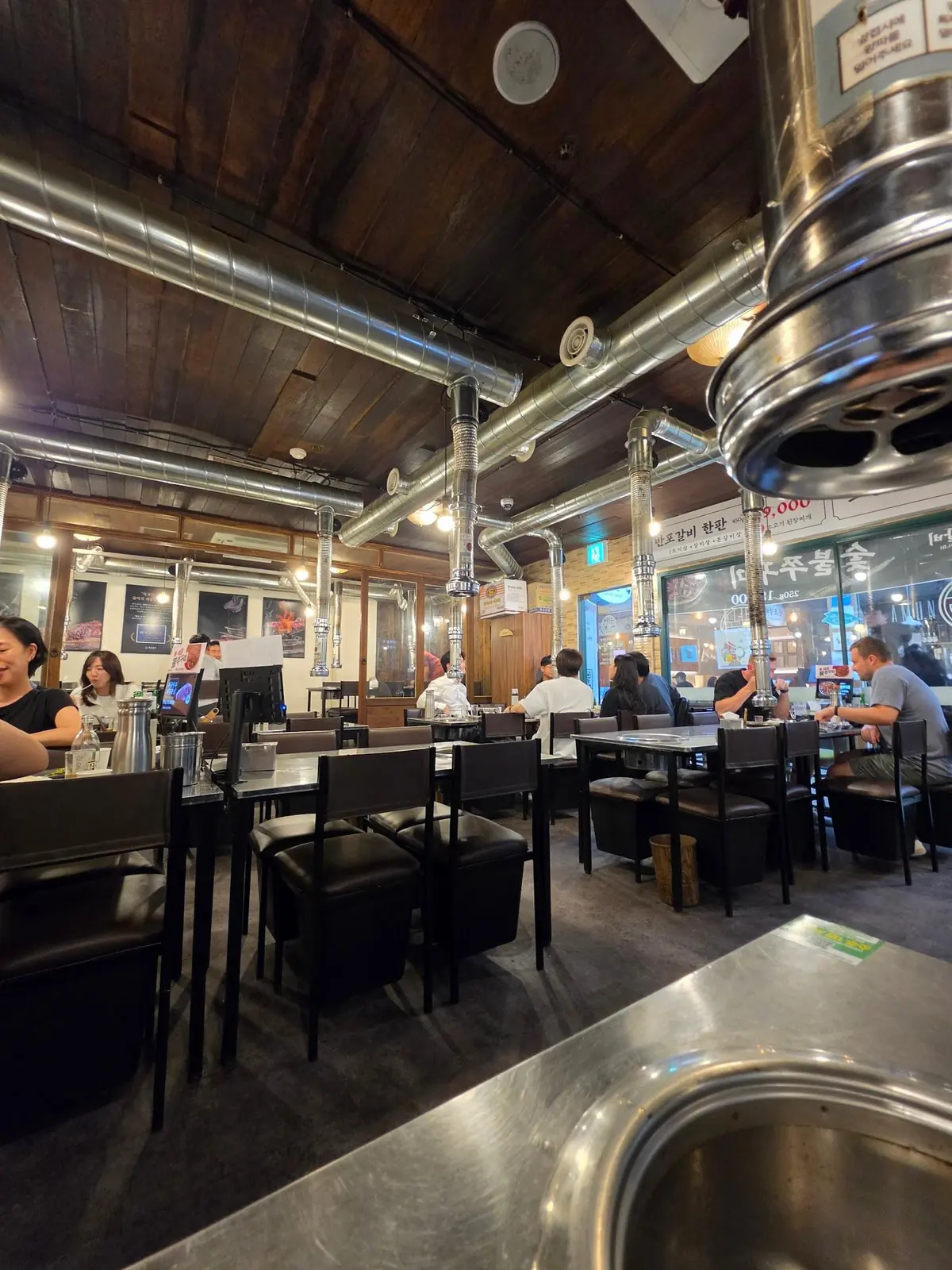 Banpo Galbi, Express Bus Terminal — charcoal galbisal and top blade with doenjang stew, ₩49,800 for the table — Banpo Galbi Express Bus Terminal