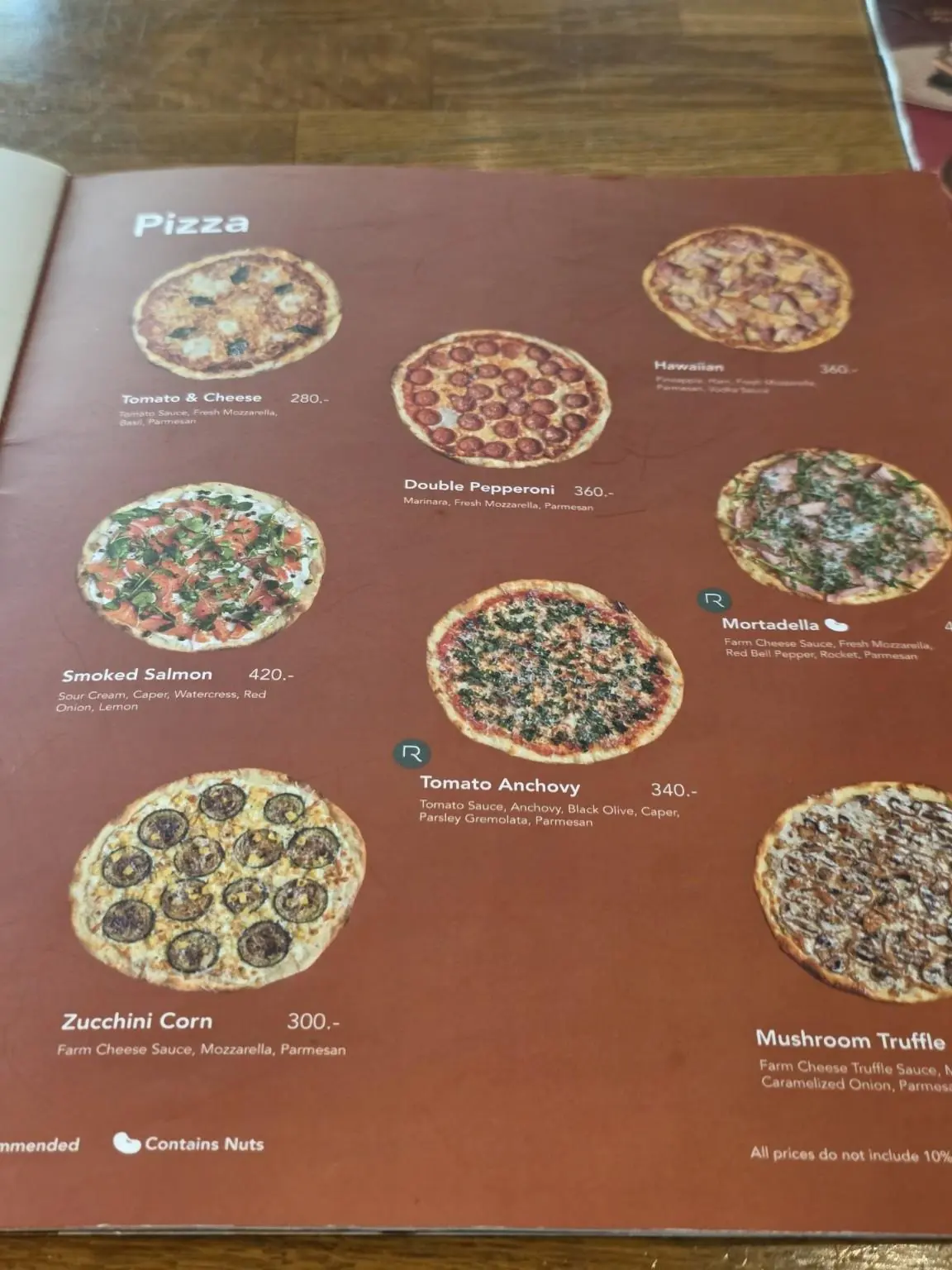 The pizza menu. — ROAST, Bangkok