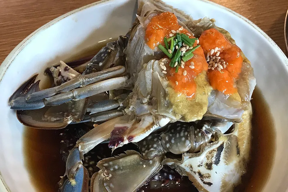 Ganjang-gejang, raw crab marinated in soy sauce